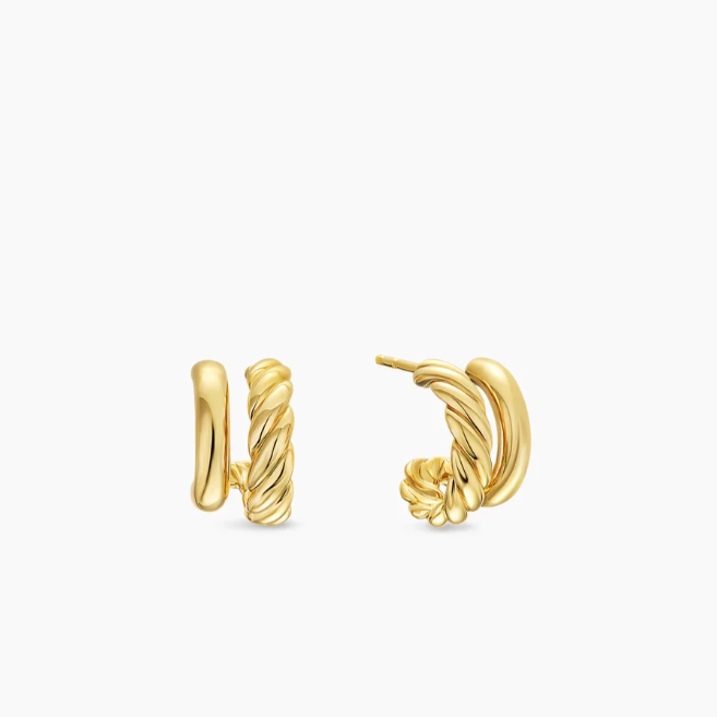 NO:603388,David Yurman 13.5mm gold double hoop earrings., jewelry boutique, earrings19860909David Yurman 13.5mm金色双圈拥抱耳环.,饰品精品,earrings,Jewelry
