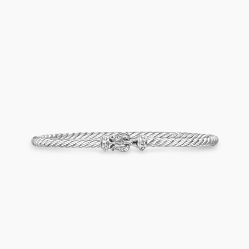 NO:603419,David Yurman silver 3mm hook head bracelet with diamonds, jewelry boutique, bracelet19860909David Yurman 银色3mm带钻钩头手镯,饰品精品,bracelet,Jewelry