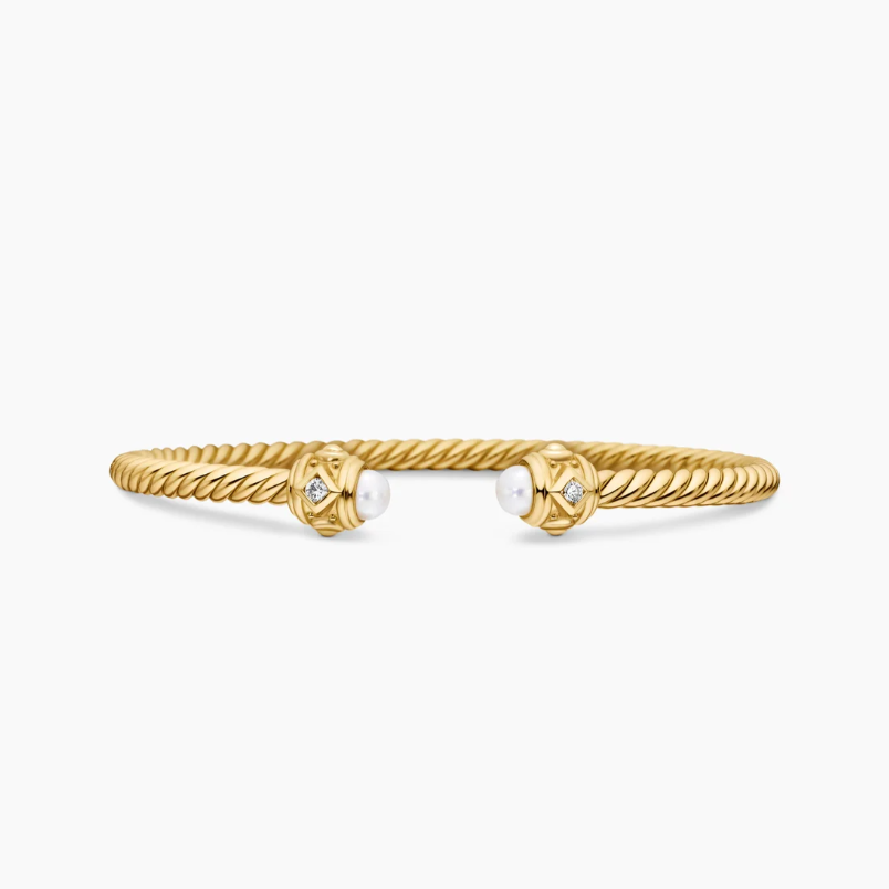 NO:603405,David Yurman gold 4mm caltrop pearl bracelet, jewelry boutique, bracelet19860909David Yurman 金色4mm菱角珍珠手镯,饰品精品,bracelet,Jewelry