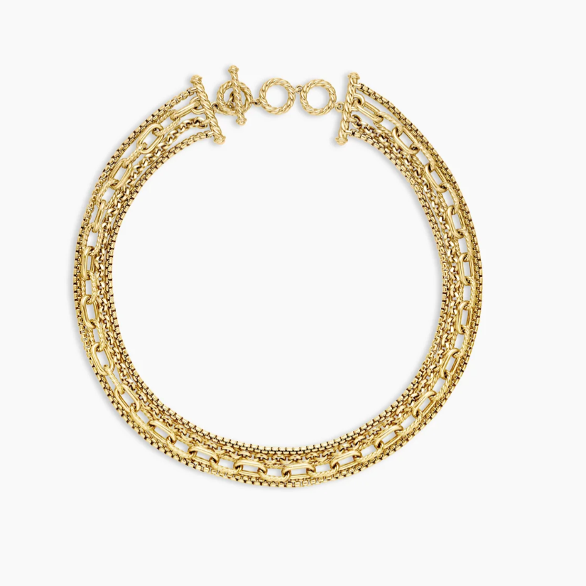 NO:603399,David Yurman gold 29mm multi-row chain necklace. Length 46+2+2+2cm delay chain, fine jewelry, necklace19860909David Yurman 金色29mm 多排链项链.长度46+2+2+2cm延迟链,饰品精品,necklace,Jewelry