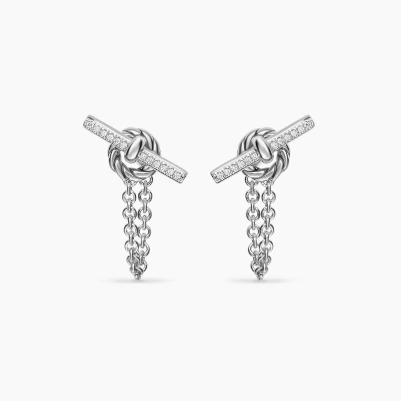 NO:663944,David Yurman Silver Diamond 38.2mm Pettit Chain Earrings, No. DYEH-166, Jewelry Boutique, earrings19860909David Yurman 银色带钻38.2mm佩蒂特链饰耳环,编号DYEH-166,饰品精品,earrings,Jewelry