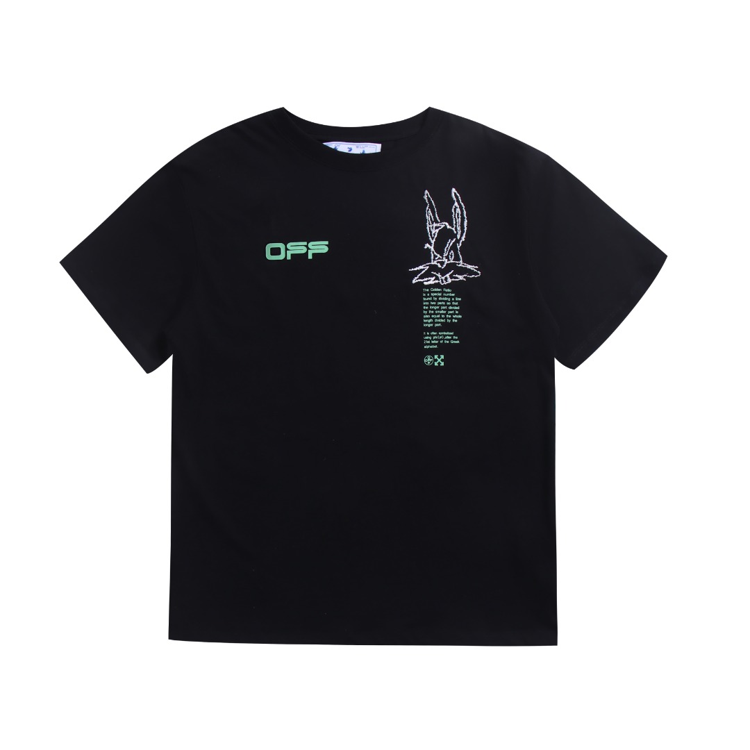 高版本OFF-WHITE 20ss兔八哥刺绣短袖T恤