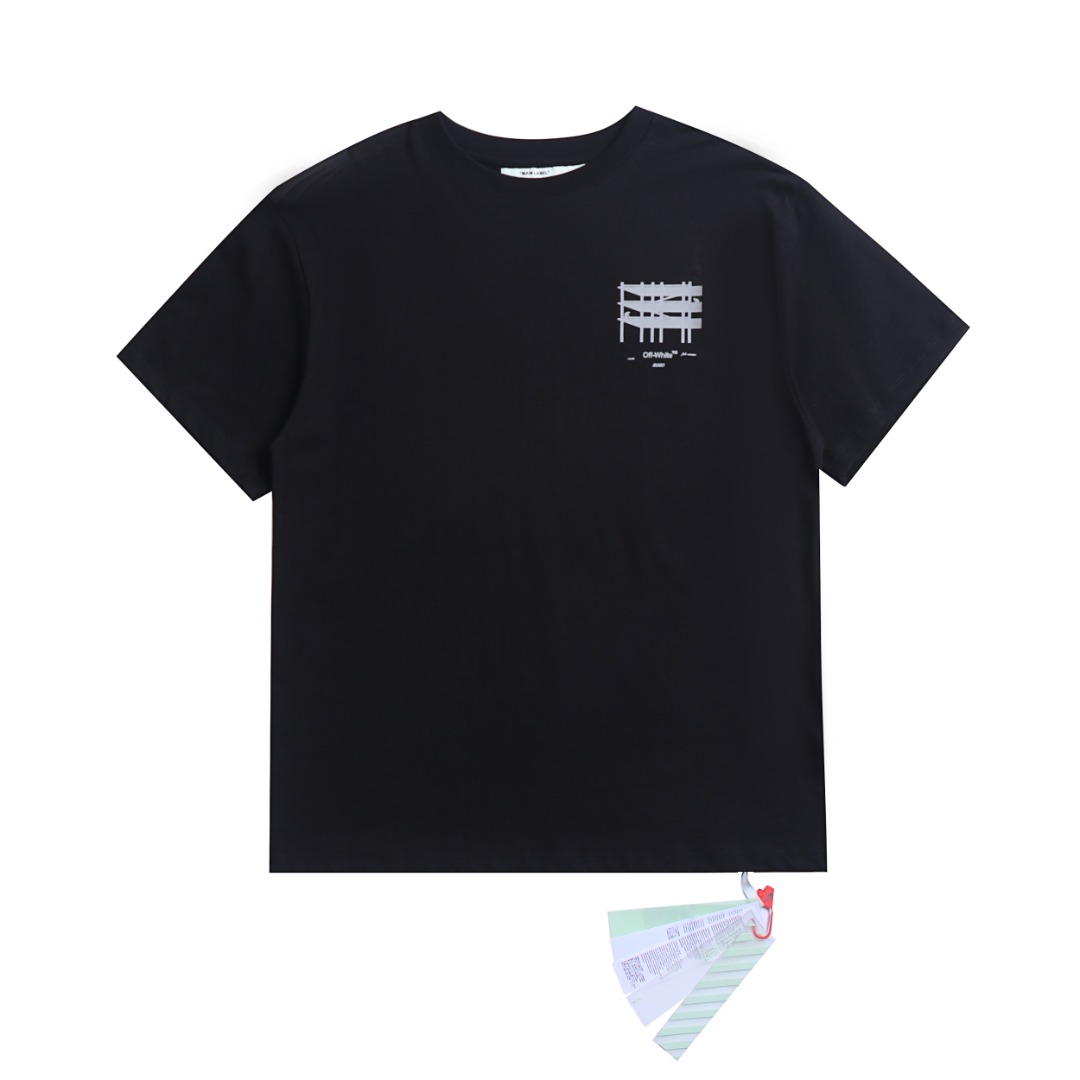 高版本OFF-WHITE 20ss楼梯建筑3M反光印花短袖