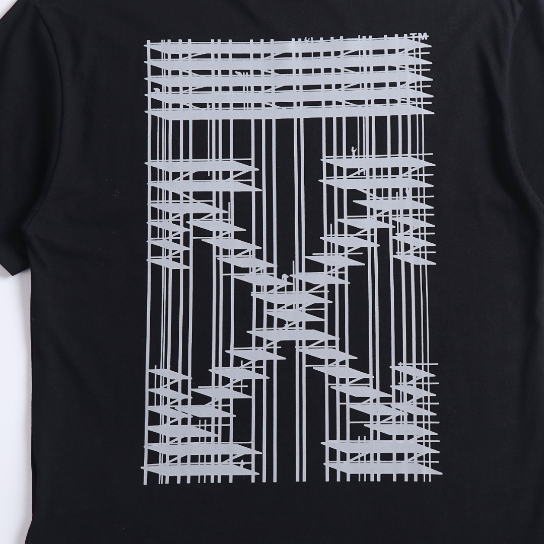 高版本OFF-WHITE 20ss楼梯建筑3M反光印花短袖