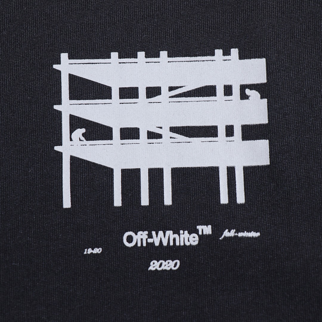 高版本OFF-WHITE 20ss楼梯建筑3M反光印花短袖