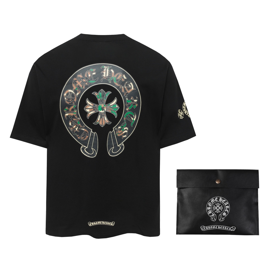 高版本Chrome Hearts 克罗心 迷彩马蹄印花短袖