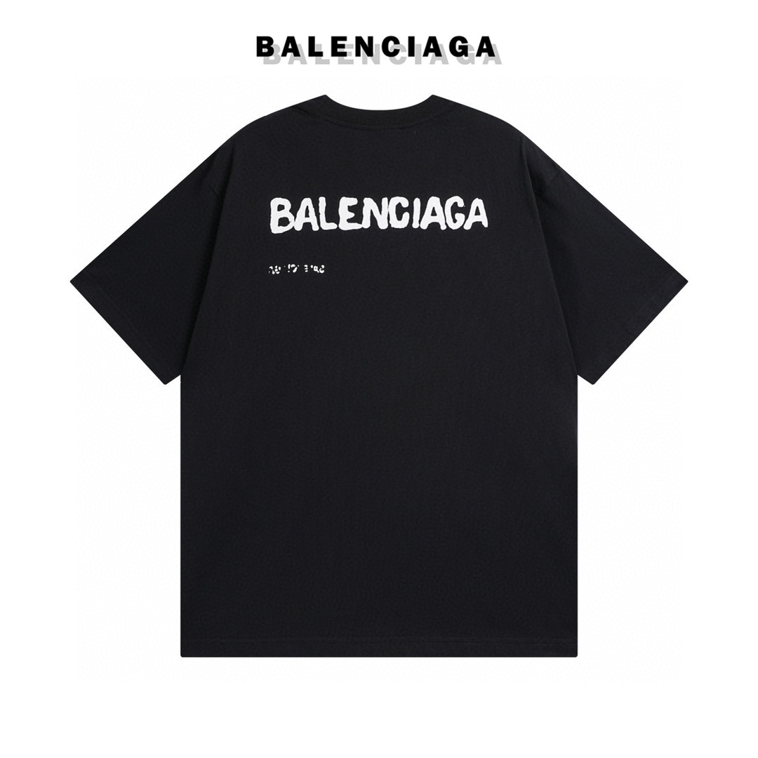 170 高版本BALENCIAGA/巴黎世家 模糊字母印花短袖T恤 采用260g32支双纱面料