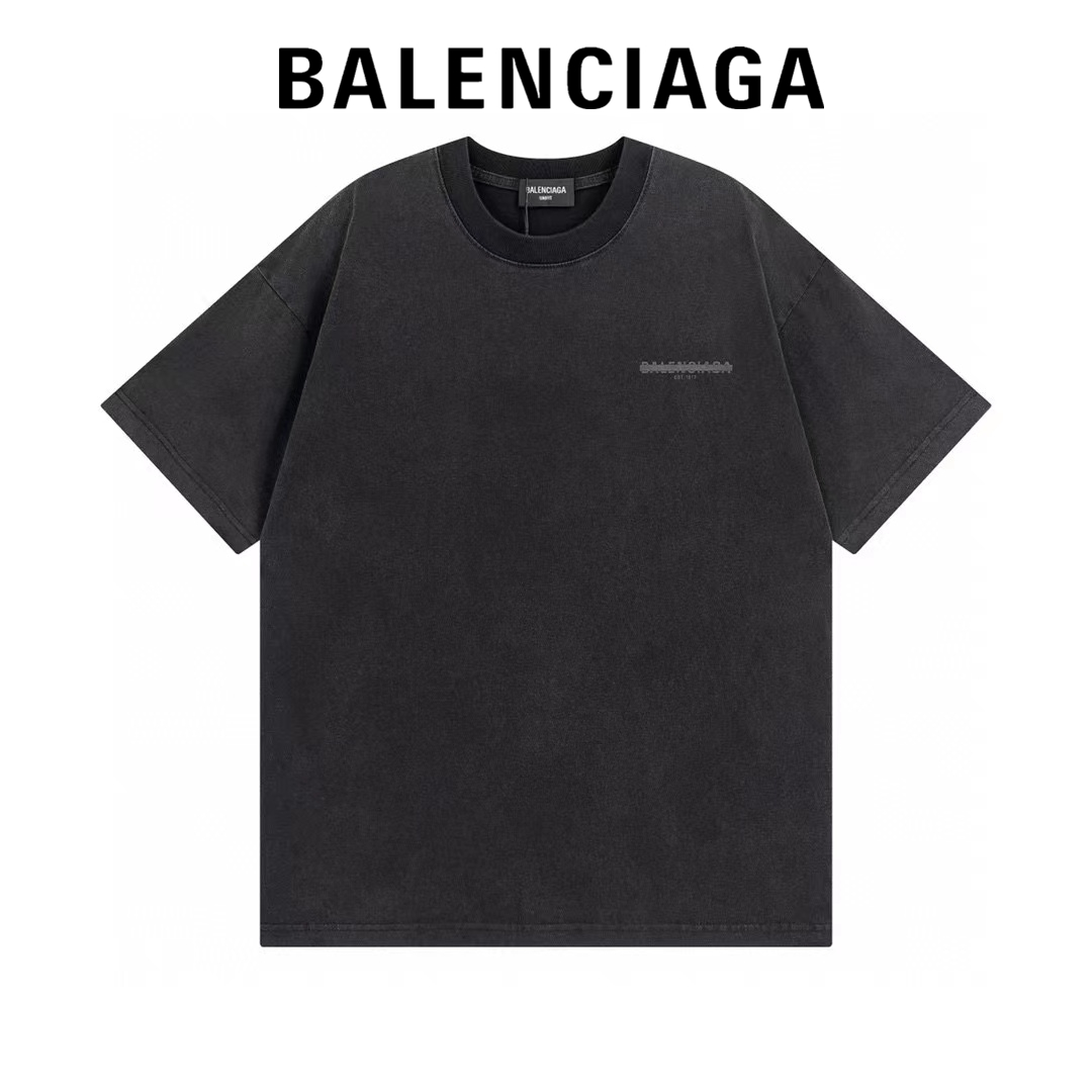 高版本BALENCIGA巴黎世家 封条字母水洗做旧短袖