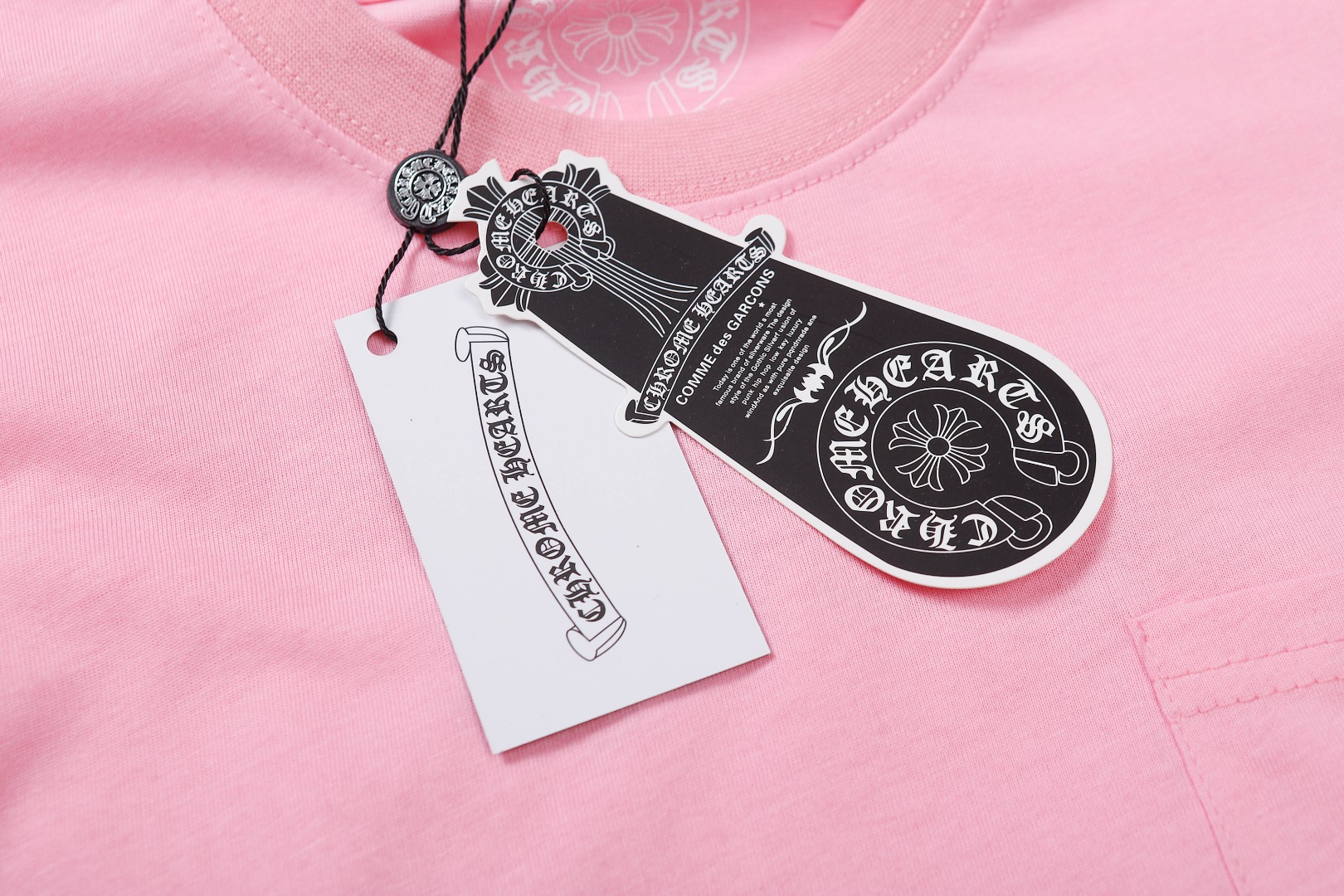 高版本Chrome Hearts 克罗心樱花粉发泡印花短袖