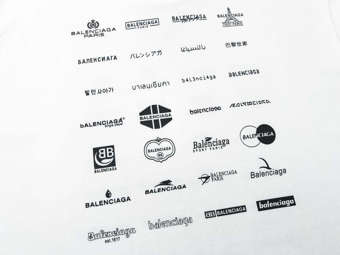 高版本BALENCIAGA/巴黎世家 多国语言LOGO集合印花短袖T恤