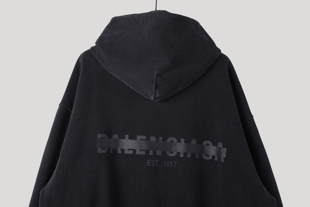 高版本BALENCIAGA/巴黎世家 重磅胶带字母水洗连帽卫衣