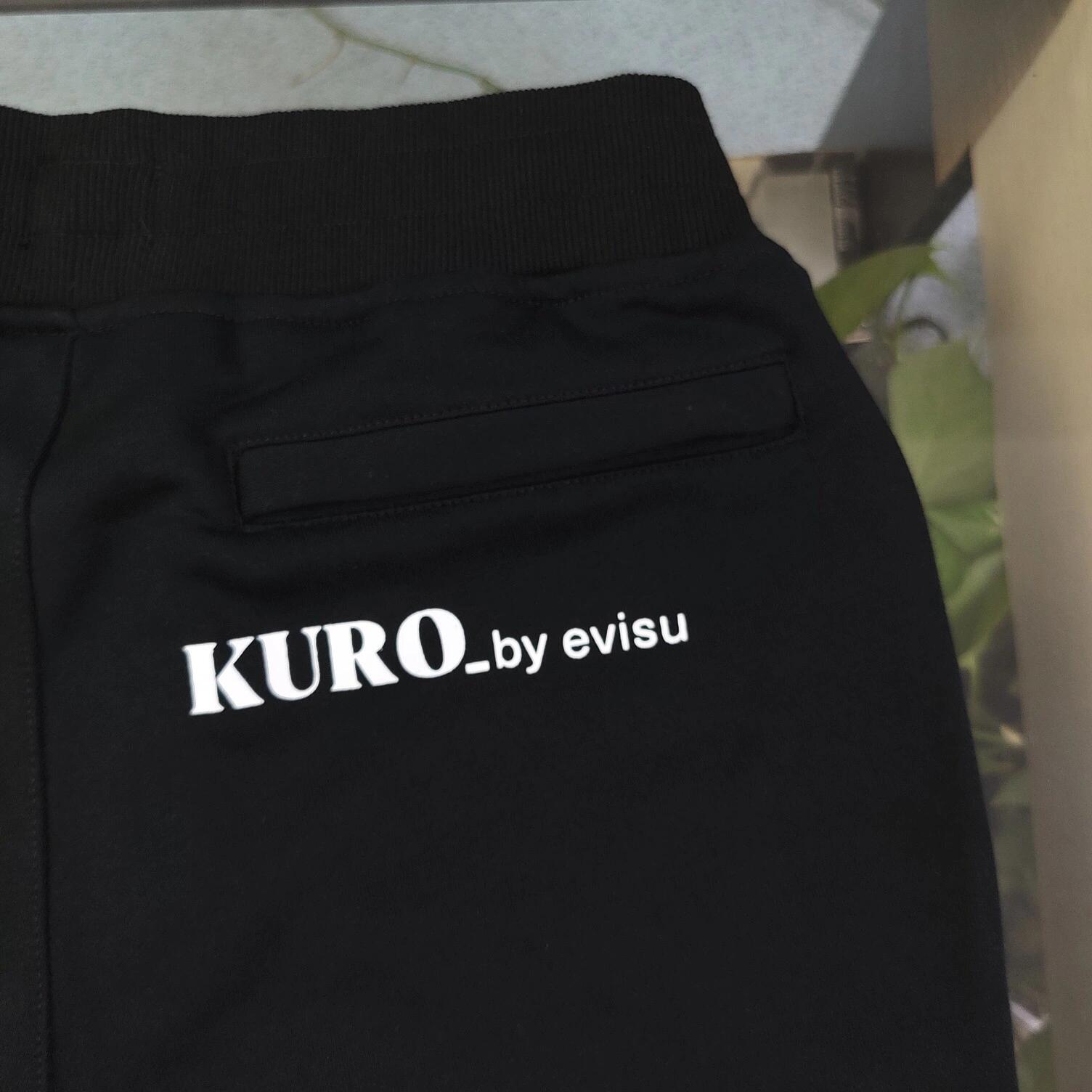 高版本Evisu福神 KURO大logo标语印花卫裤