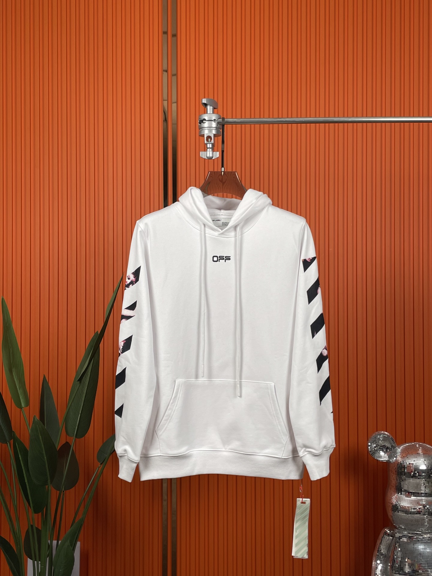 Off-White Roupa Camisola com capuz Branco Impressão Unissexo Algodão Top com capuz