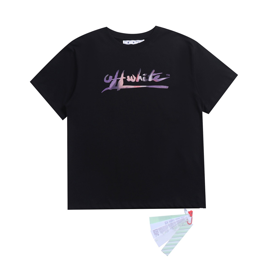 Off-White Vêtements T-Shirt Noir Blanc Manches courtes