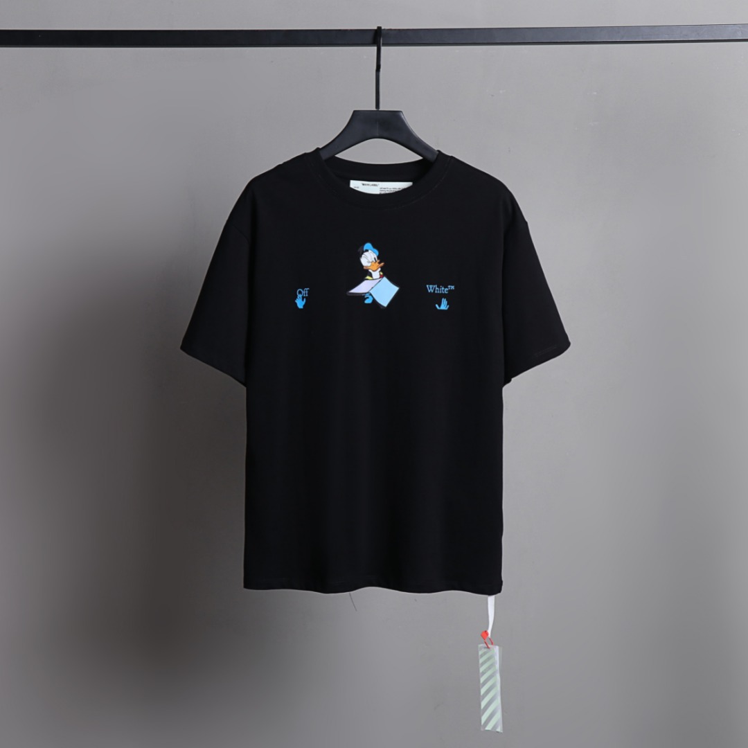 Off-White Vêtements T-Shirt Noir Blanc Manches courtes