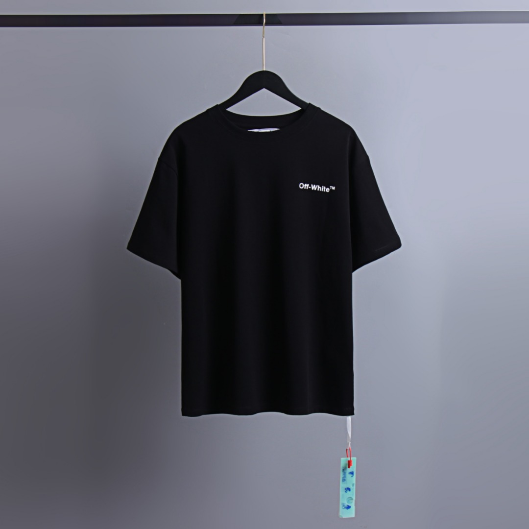 Off-White Vêtements T-Shirt Noir Blanc Manches courtes