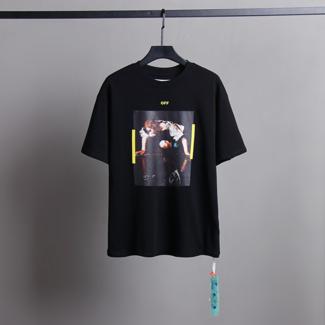 Off-White Vêtements T-Shirt Noir Blanc Manches courtes