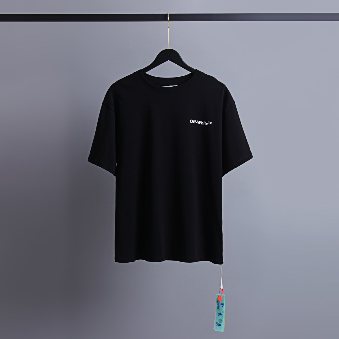 Réplique de haute qualité
 Off-White Vêtements T-Shirt Noir Blanc Manches courtes