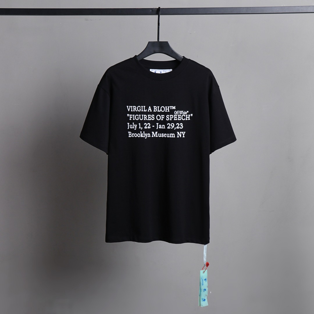 Identique à l’original
 Off-White Vêtements T-Shirt Noir Blanc Manches courtes