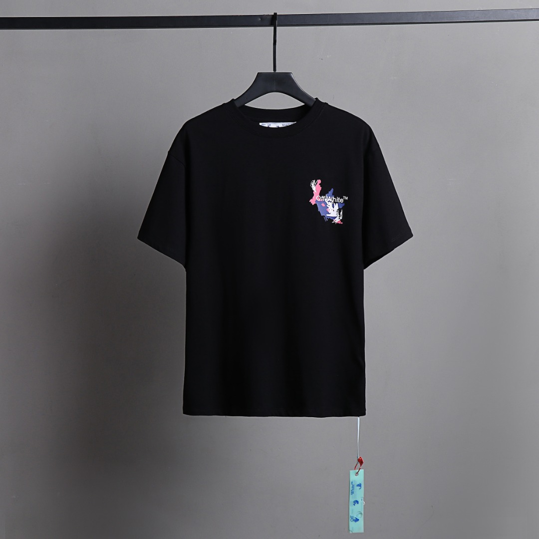 Off-White Vêtements T-Shirt Noir Blanc Manches courtes