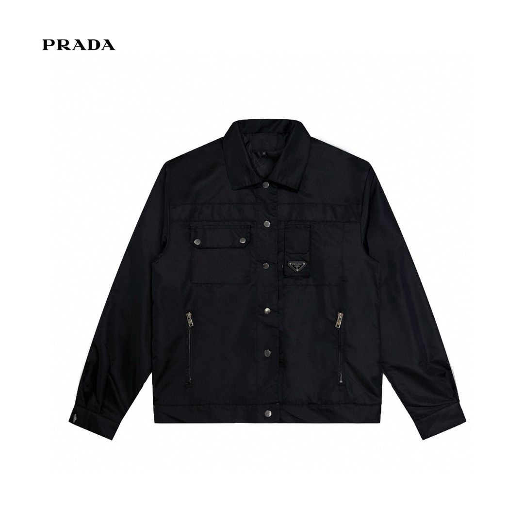 [Réplica original] N.º de modelo: 【Nuevo】Prada/Práda 22S chaqueta de trabajo de gabardina de nailon regenerado, chaquet…