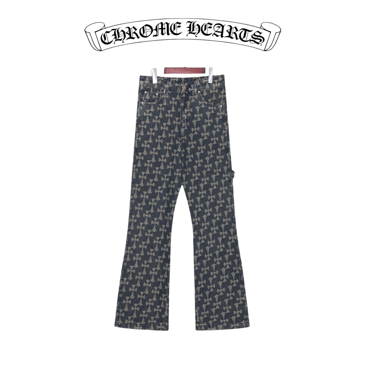 Chrome Hearts Clothing Jeans Blue Yellow Unisex Silver Hardware Cotton Spring/Summer Collection