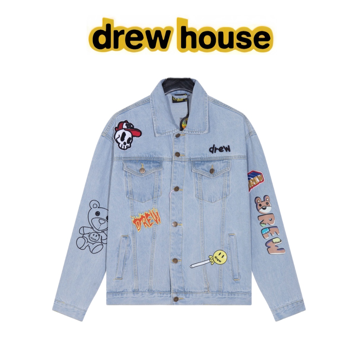 [Original] Número de modelo: XL021 [Nuevo] Drew House | Smiley 24FW Chaqueta vaquera con múltiples elementos,…