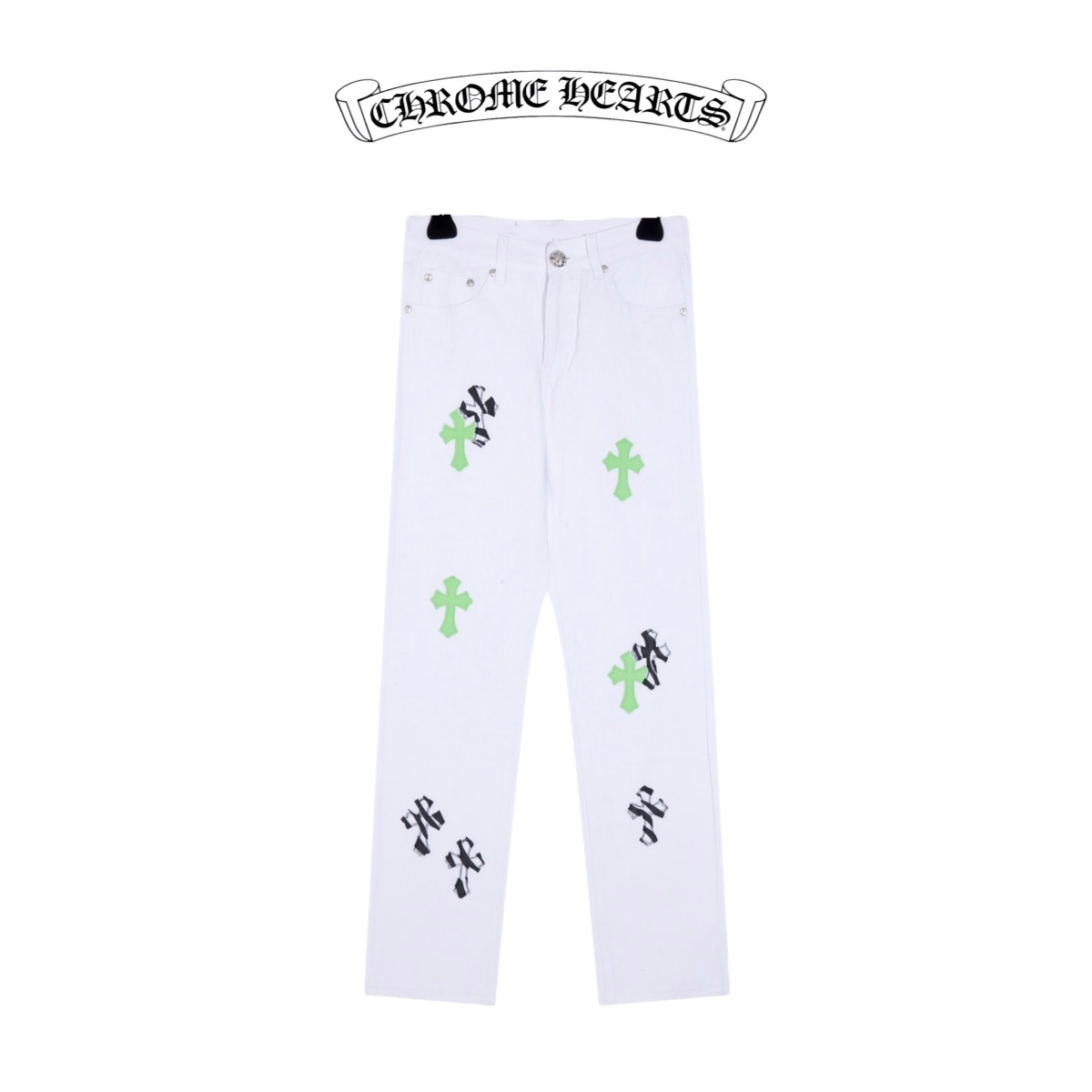 Chrome Hearts Flawless
 Clothing Jeans Pants & Trousers AAA Class Replica
 Green White Unisex Canvas