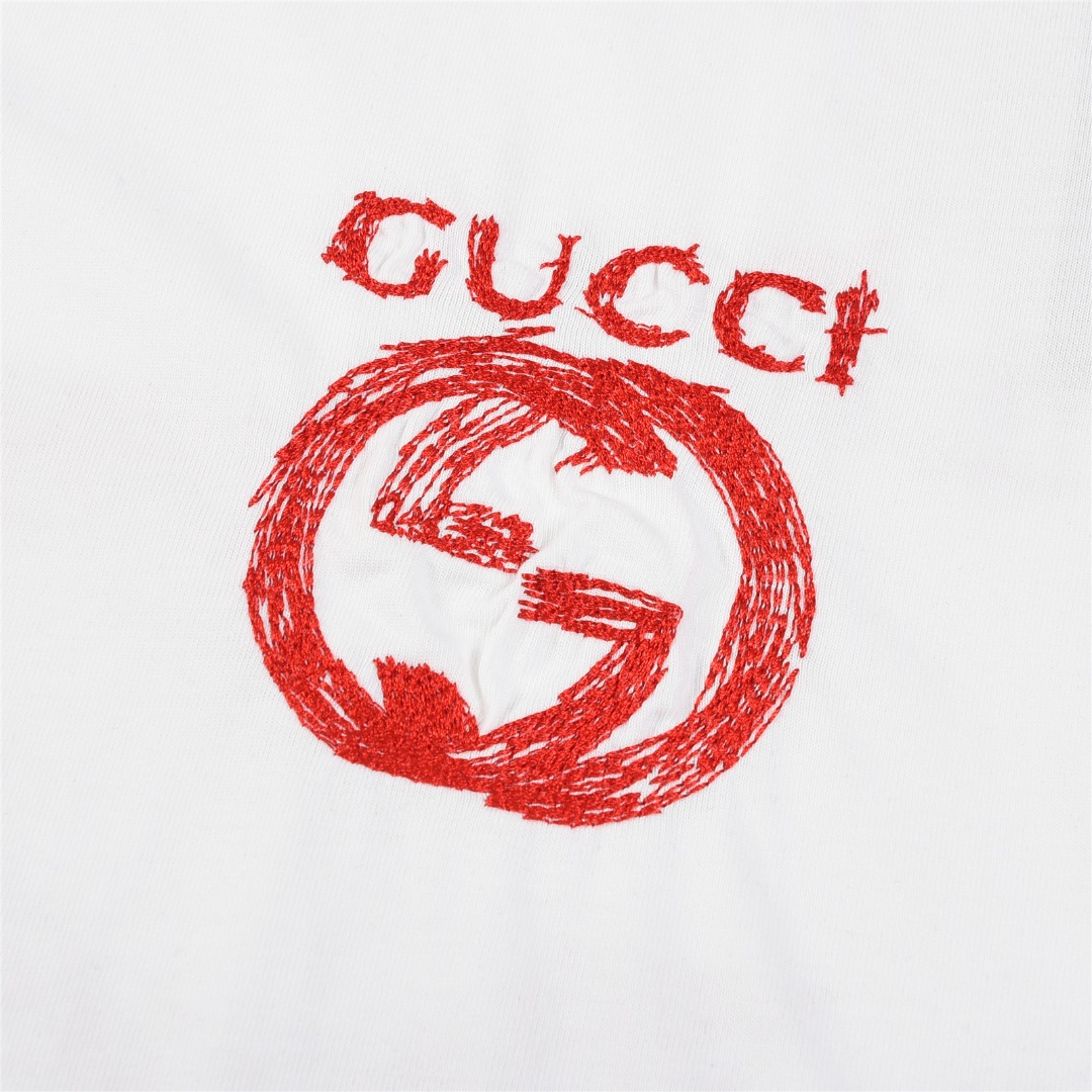 Gucci/古驰24ss 双G绣花后背涂鸦短袖T恤