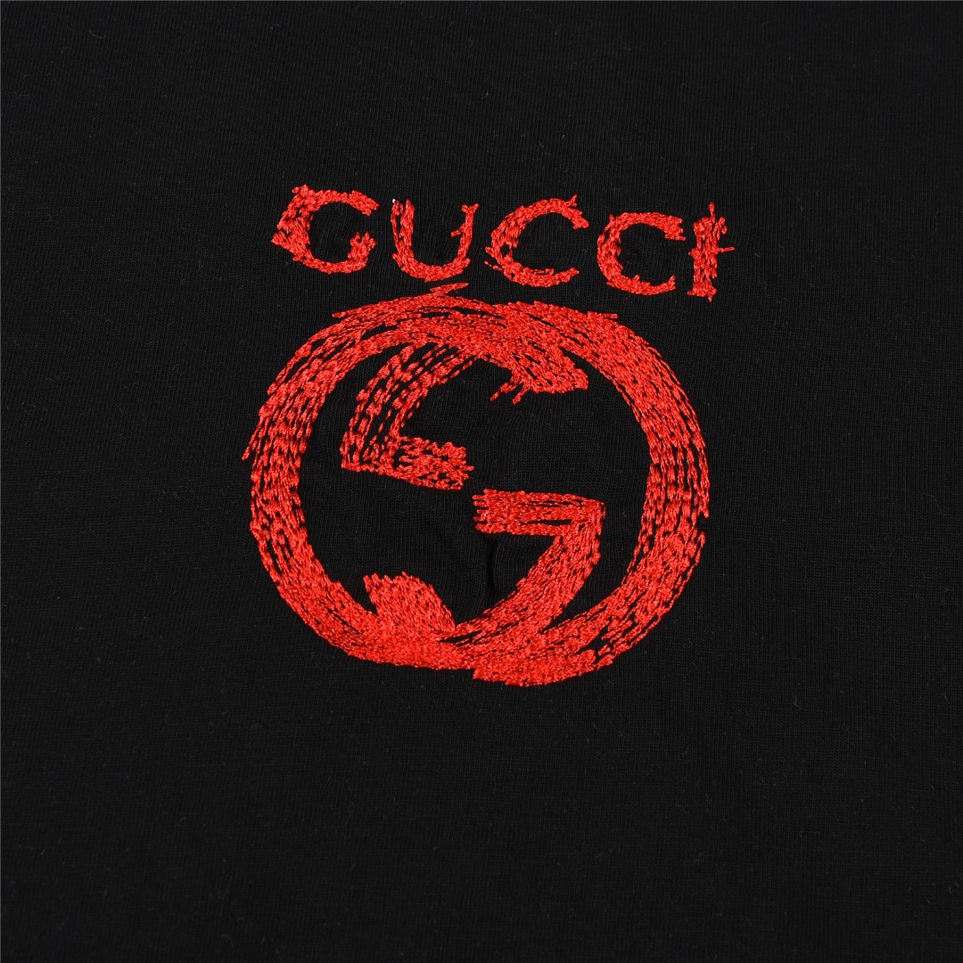 Gucci/古驰24ss 双G绣花后背涂鸦短袖T恤