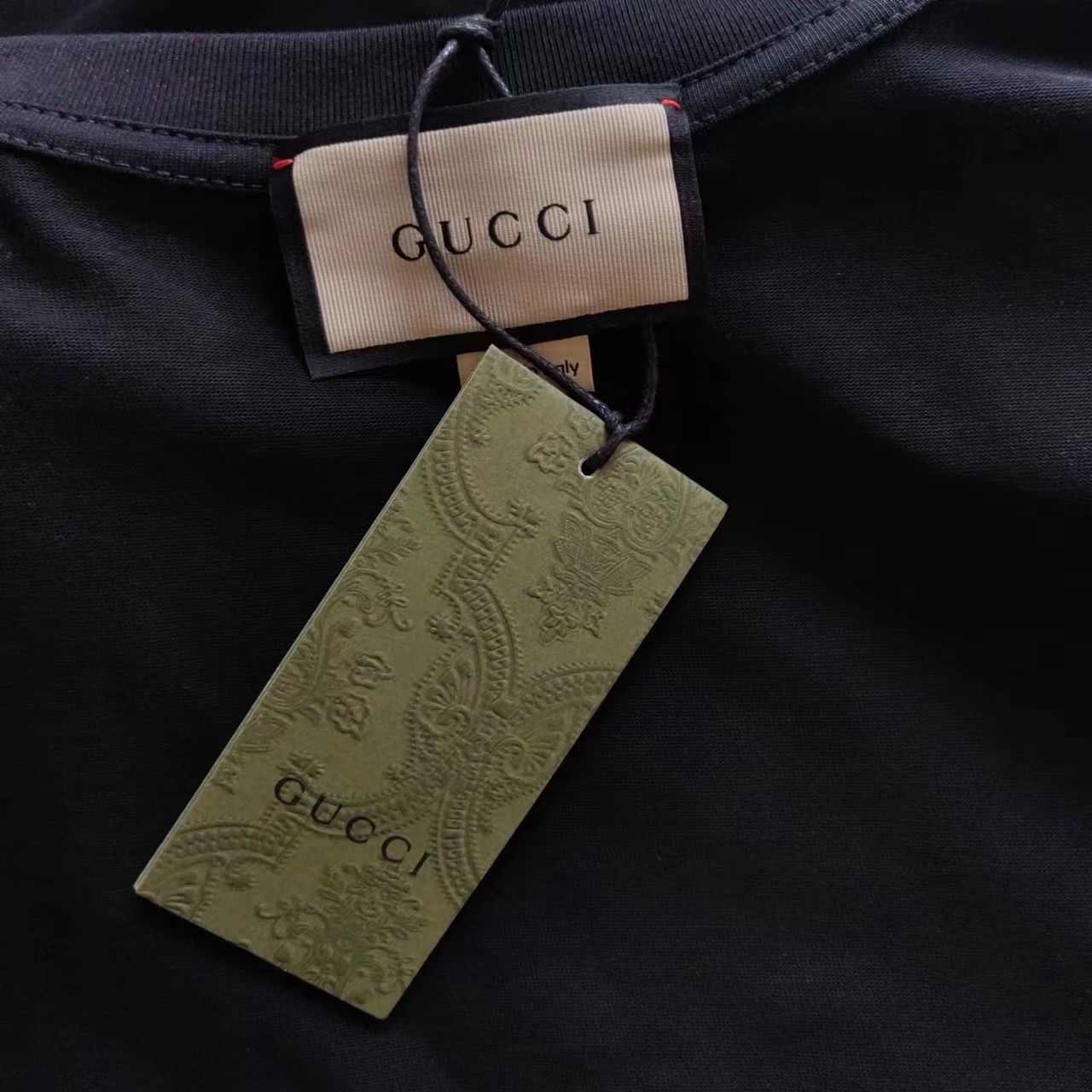 实拍细节图 GUCCI 古驰 金色刺绣logo短袖T桖