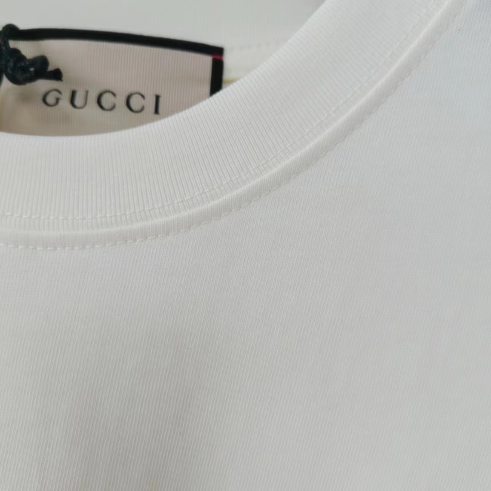 实拍细节图+尺码表 Gucci/古驰 24SS春夏新款 经典横杆腰带logo印花短袖T恤