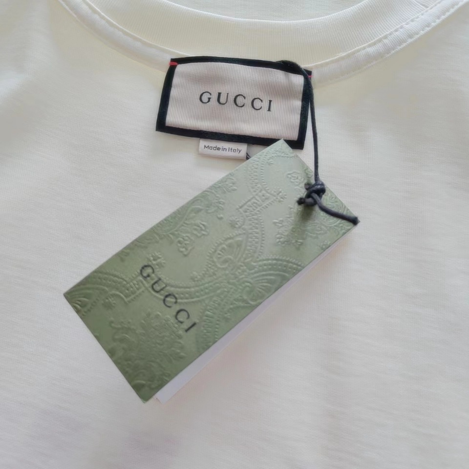 实拍细节图+尺码表 Gucci/古驰 24SS春夏新款 经典横杆腰带logo印花短袖T恤