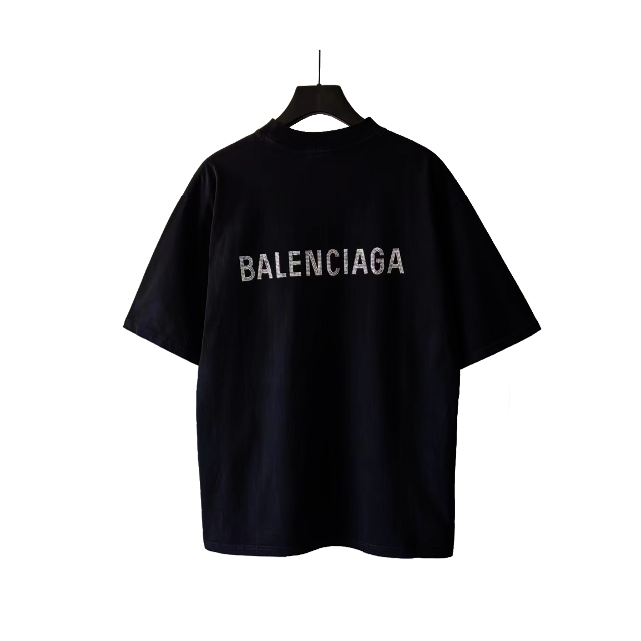 实拍细节图 +尺码表 巴黎世家 Balenciaga基础背后烫钻短袖 经典背后烫钻字母