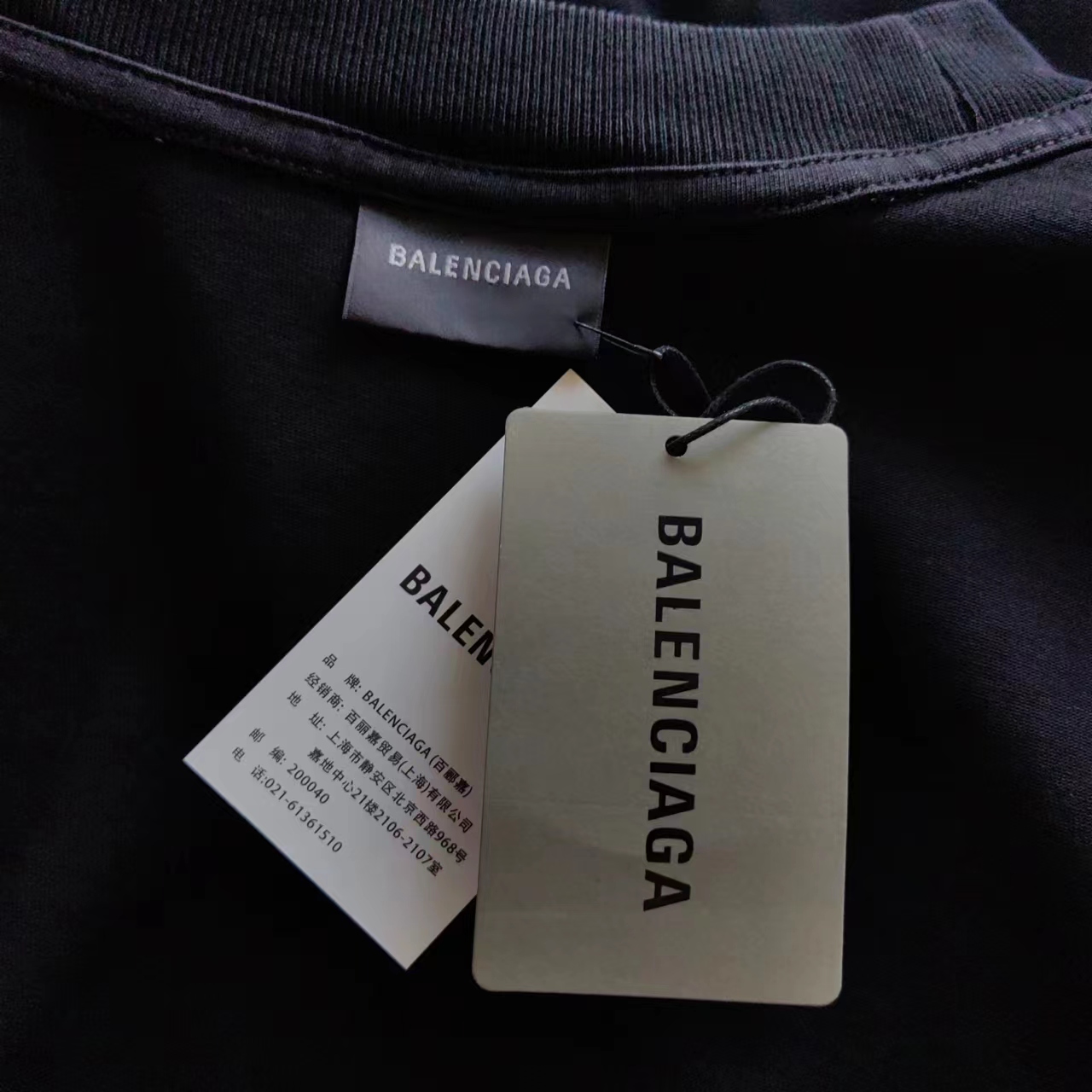 实拍细节图 +尺码表 巴黎世家 Balenciaga基础背后烫钻短袖 经典背后烫钻字母