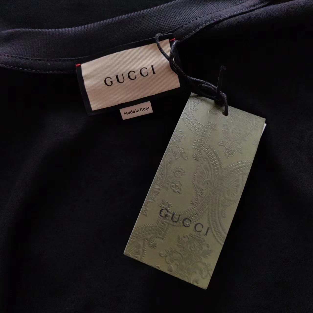 实拍细节图 +尺码表 GUCCI 古驰 胸前字母LOGO刺绣圆领休闲短袖T桖