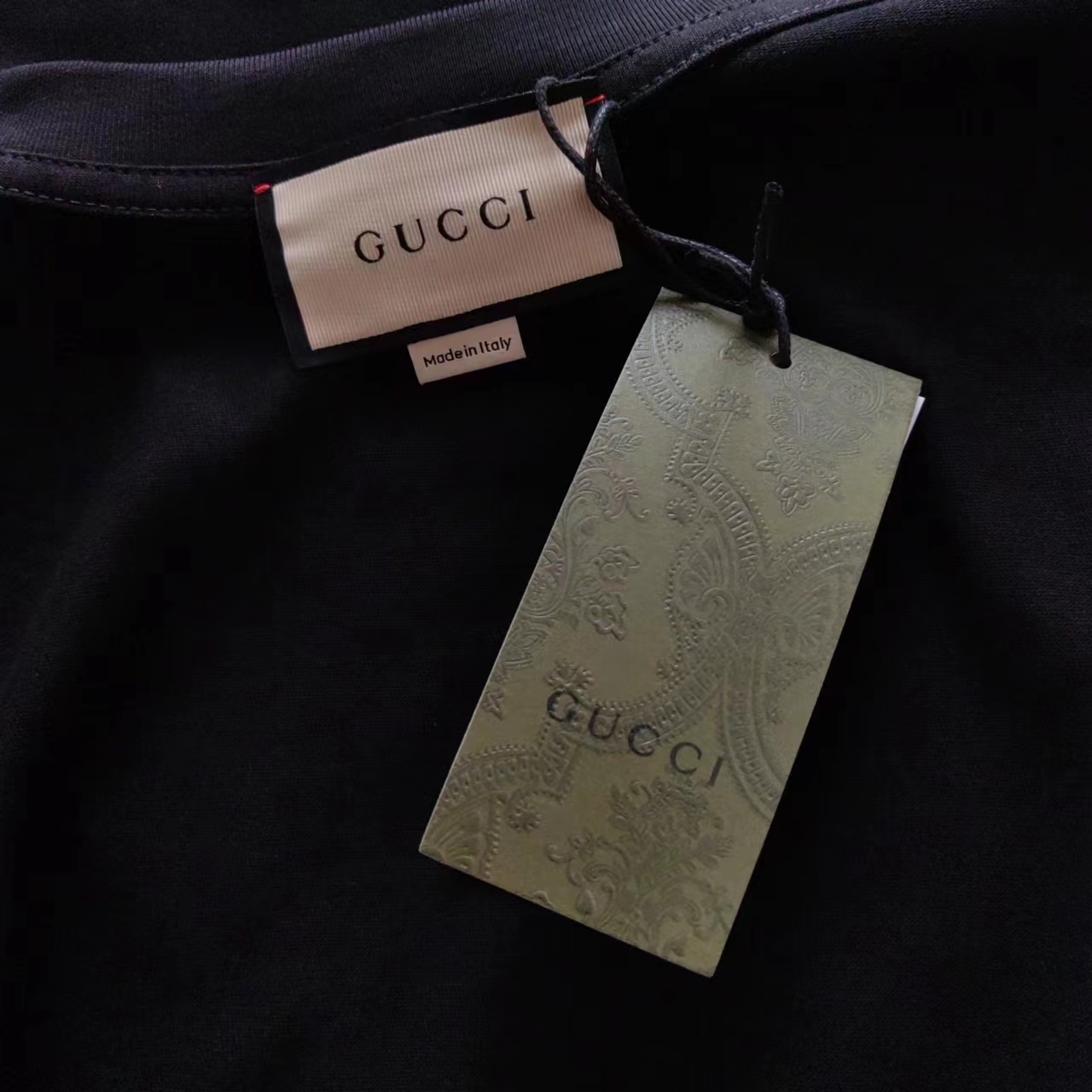 实拍细节图 +尺码表 GUCCI/古驰 粉色LOGO刺绣圆领短袖