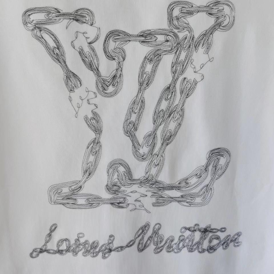 实拍细节图 +尺码表 Louis Vuitton/路易威登 前后绣花LOGO短袖T恤