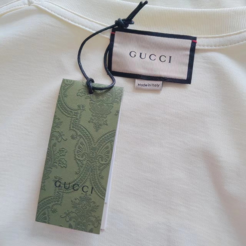 实拍细节图 +尺码表 GUCCI/古驰 创意眼瞳铃腰带Logo印花短袖T桖