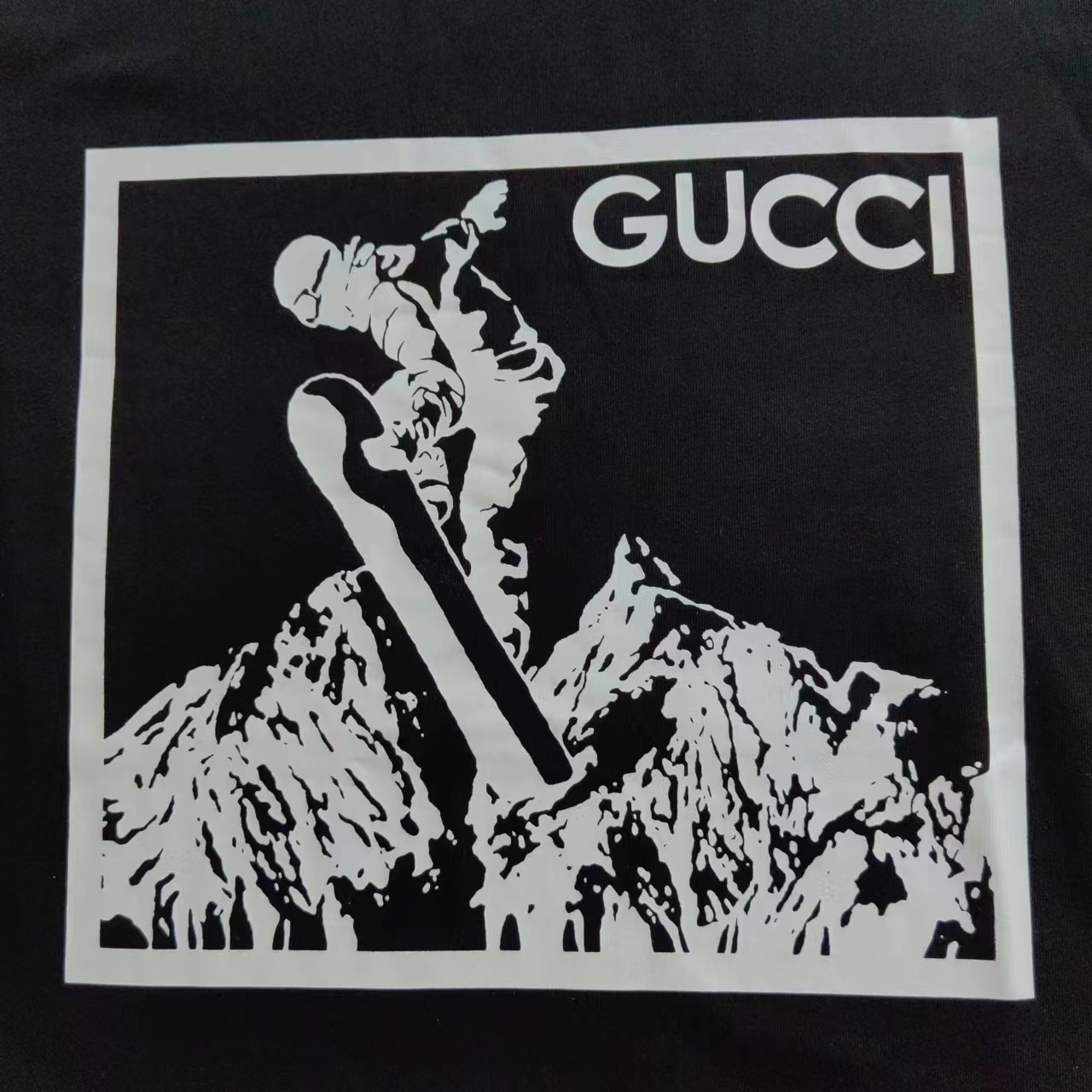 实拍细节图+尺码表 Gucci/古驰 雪山飞跃滑行印花短袖