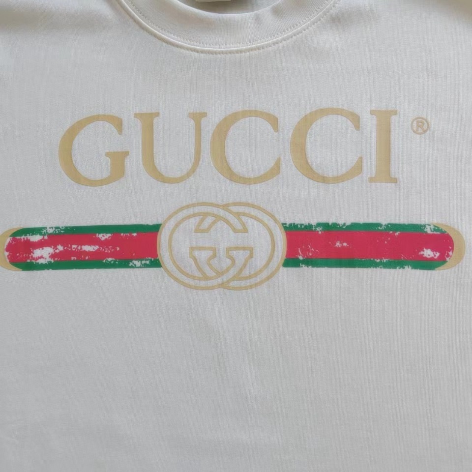 实拍细节图+尺码表 GUCCI 古驰 做旧腰带logo圆领短袖T桖 Logo标识精致升级