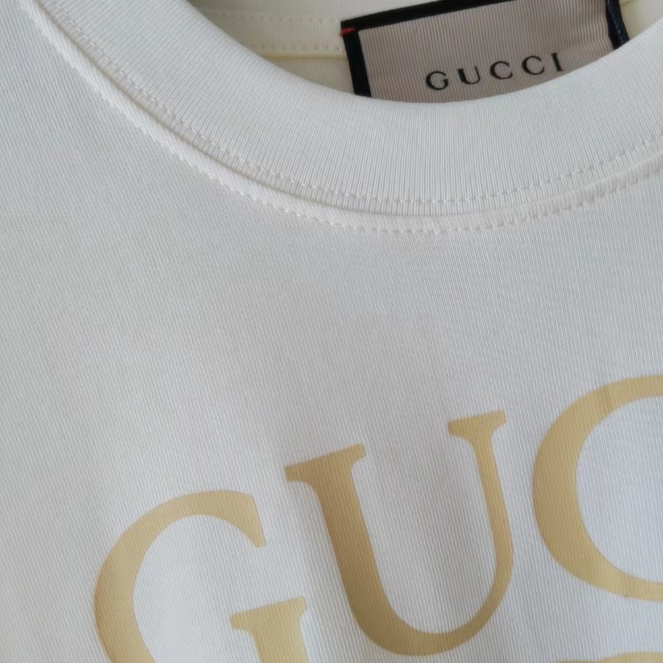 实拍细节图+尺码表 GUCCI 古驰 做旧腰带logo圆领短袖T桖 Logo标识精致升级