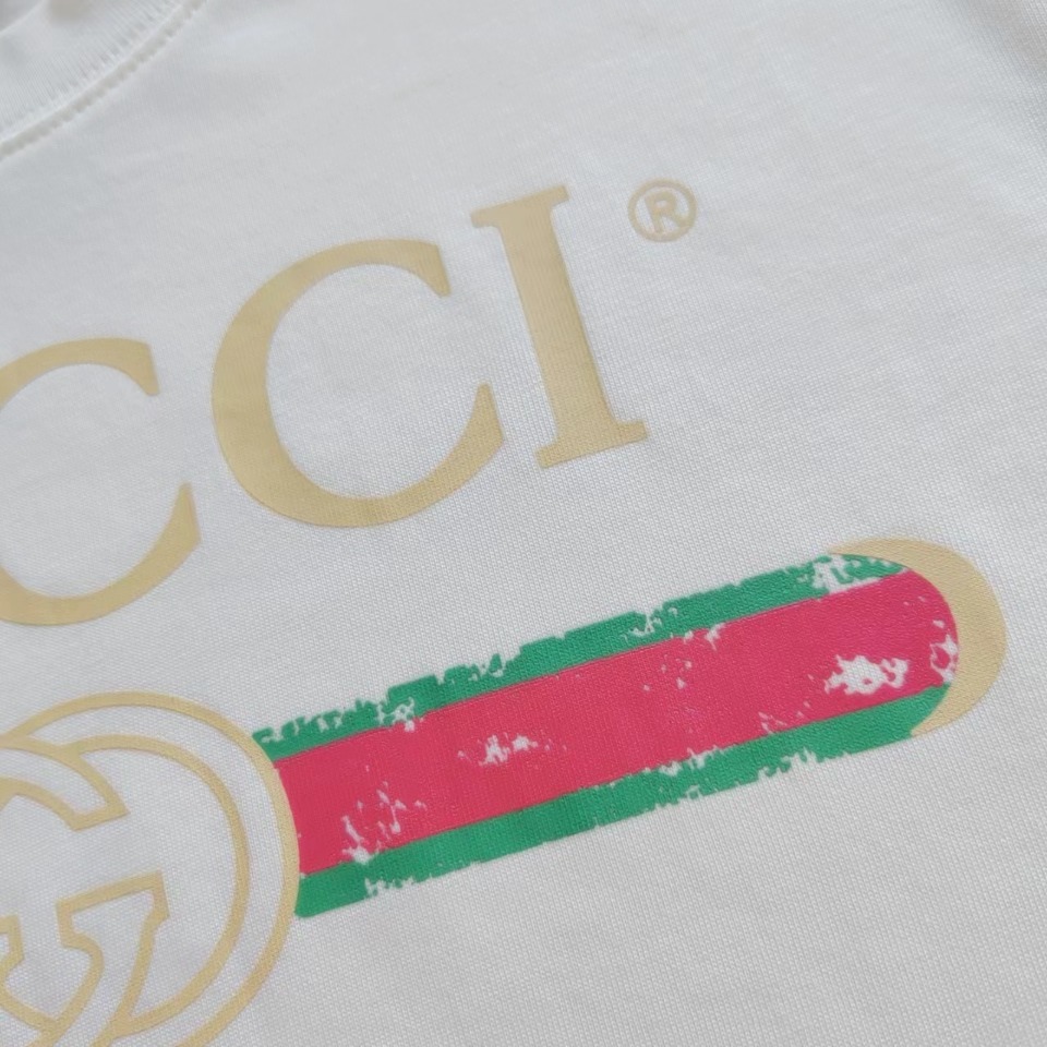 实拍细节图+尺码表 GUCCI 古驰 做旧腰带logo圆领短袖T桖 Logo标识精致升级