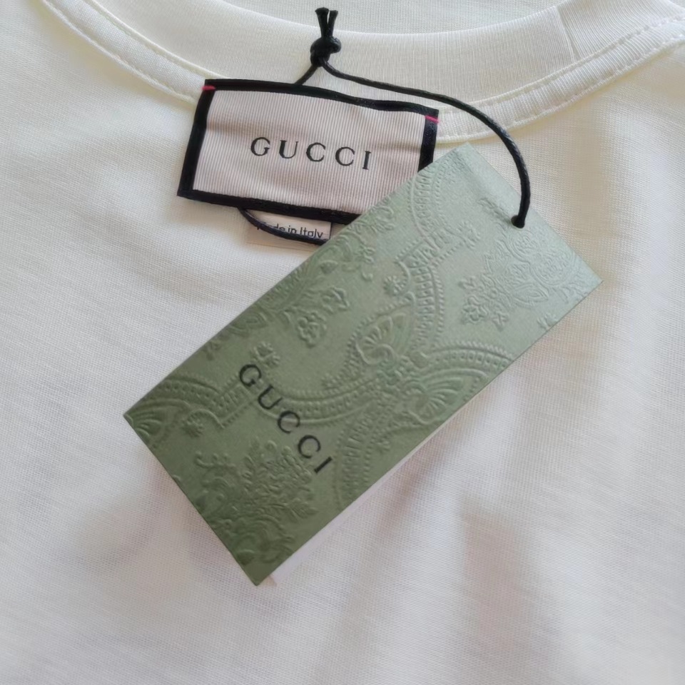 实拍细节图+尺码表 GUCCI 古驰 做旧腰带logo圆领短袖T桖 Logo标识精致升级