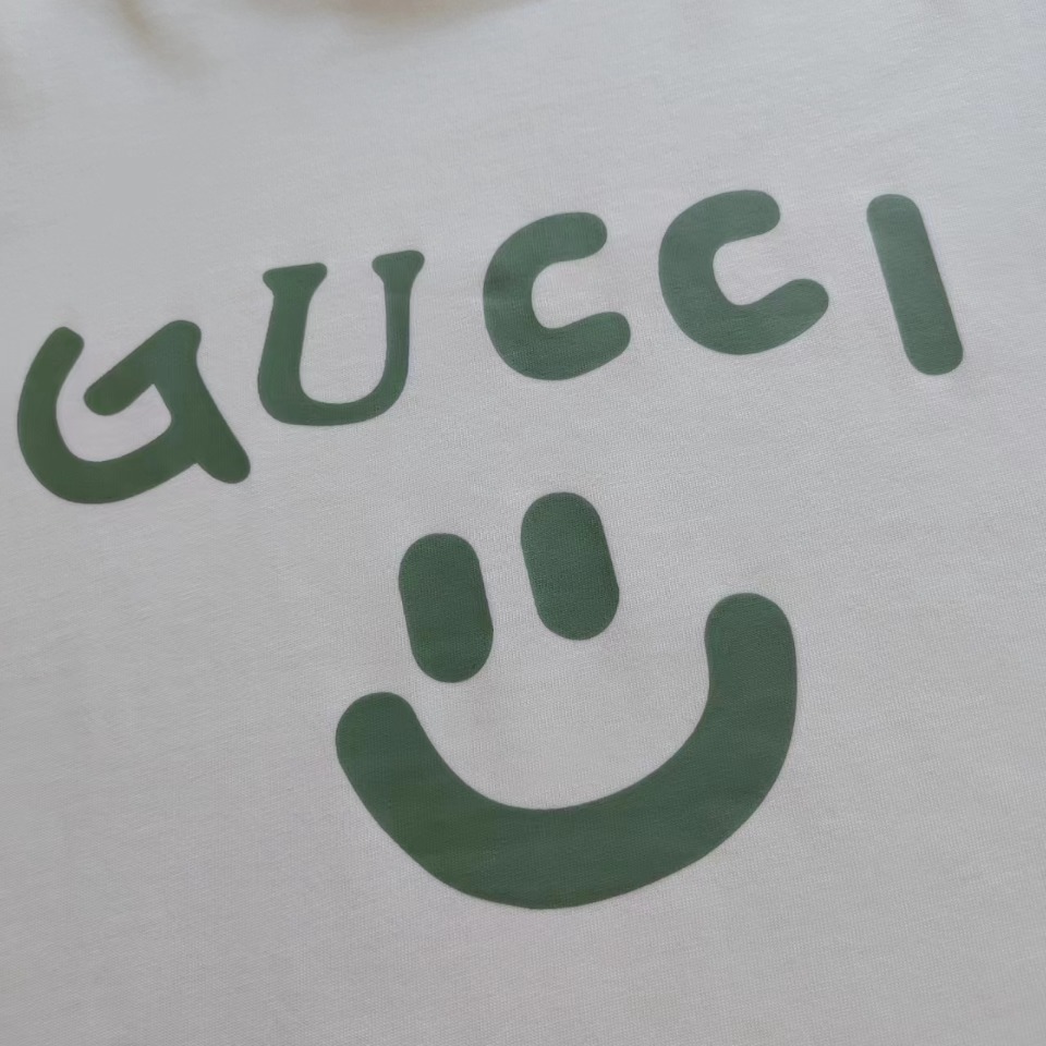 0 实拍细节图+细节图 GUCCI 古驰 logo笑脸印花短袖T桖