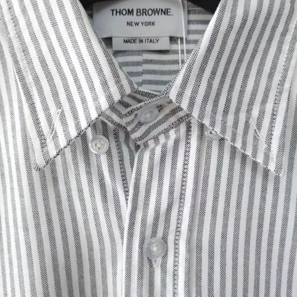 实拍细节图+尺码表 THOM BROWNE 汤姆布朗 府绸面料绸缎双袖标经典衬衫