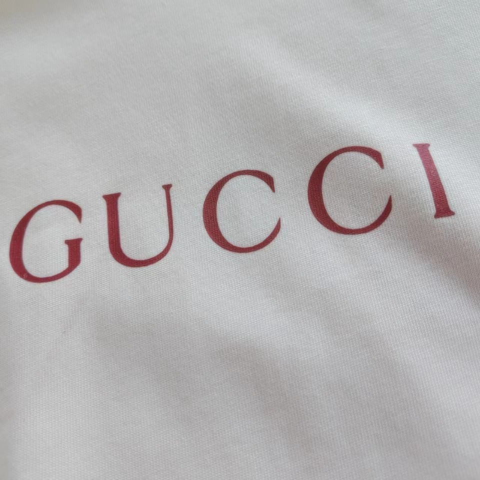 实拍细节图+尺码表 Gucci/古驰 2024早春前后字母印花高克重短袖