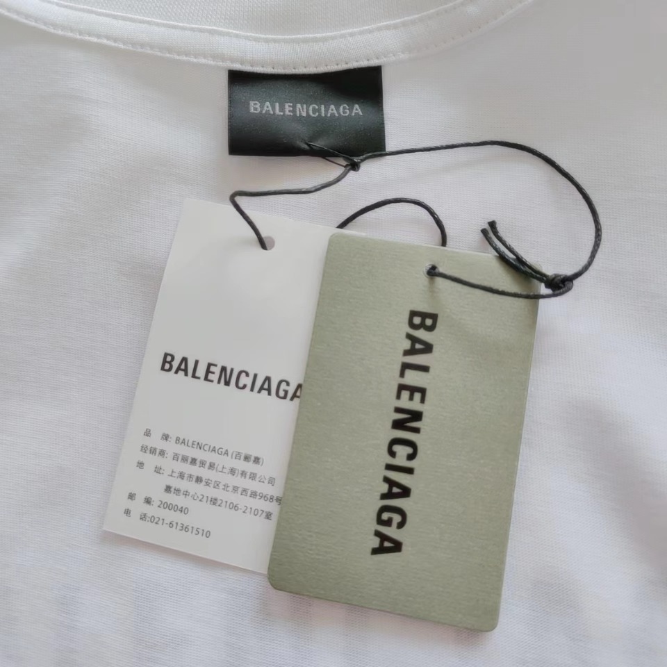 实拍细节图+尺码表 Balenciaga巴黎世家 七国语言短袖 采用进口椭圆机印花