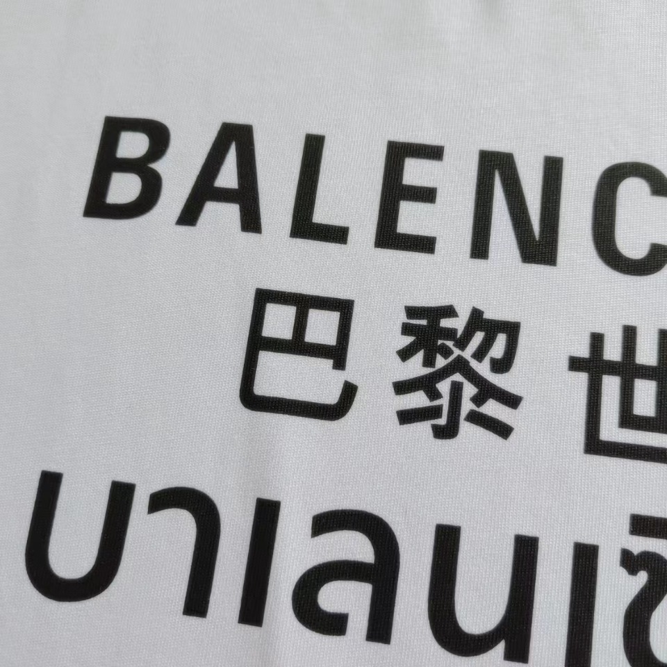 实拍细节图+尺码表 Balenciaga巴黎世家 七国语言短袖 采用进口椭圆机印花