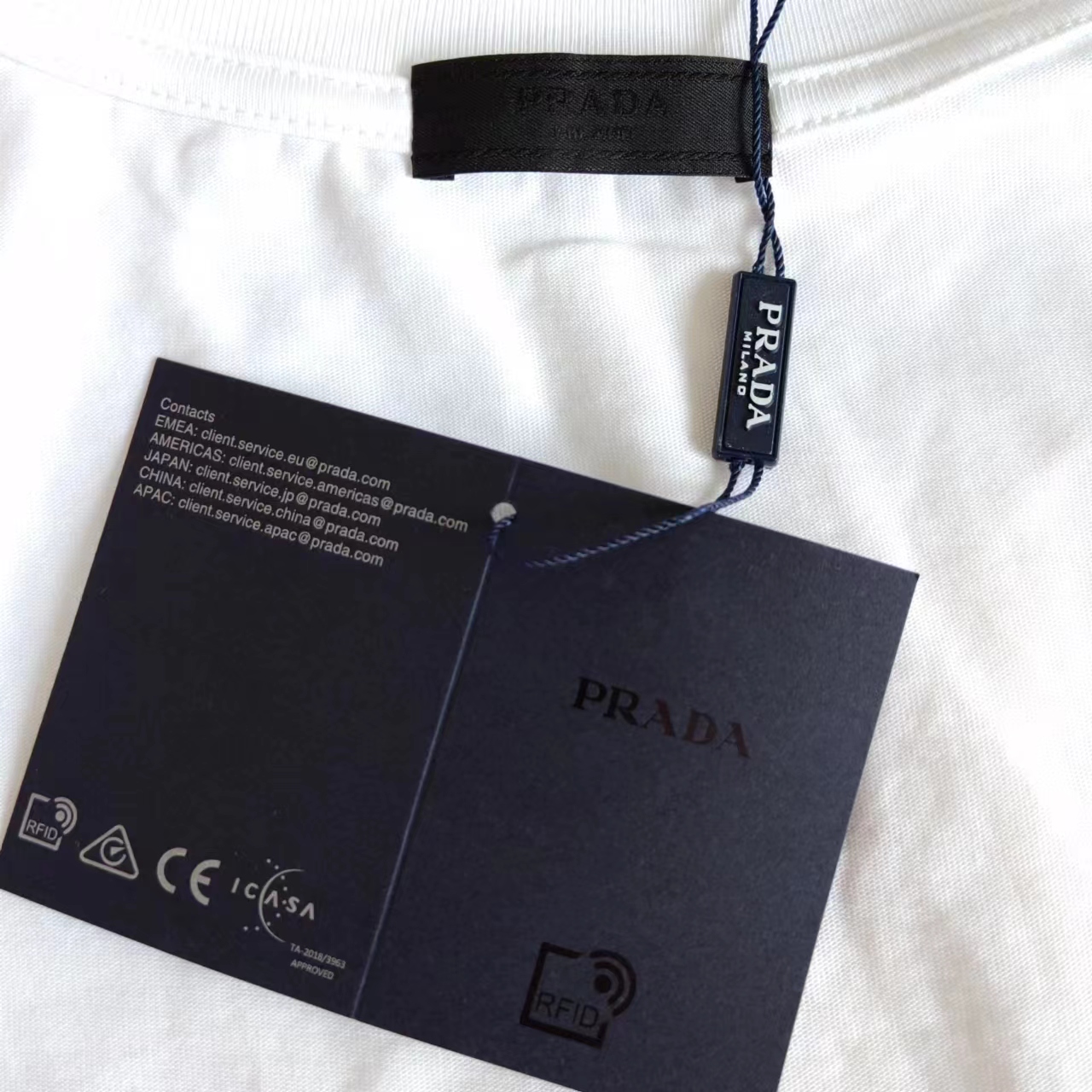 实拍细节图 +尺码表 PRADA 普拉达 24SS胸前三角标logo短袖T桖